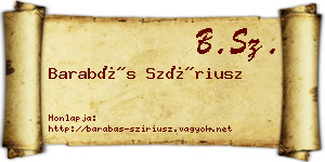 Barabás Szíriusz névjegykártya